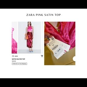 NWT Zara Pink Satin Top